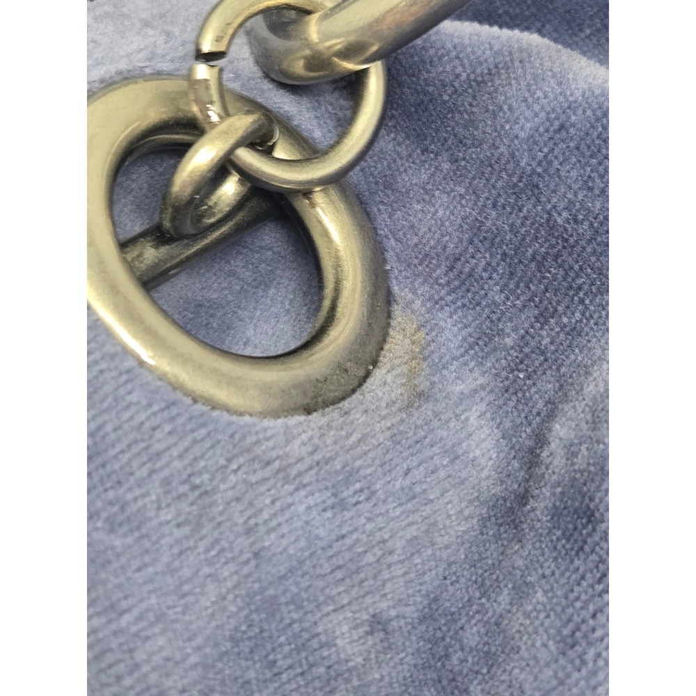Juicy Couture Blue Velour Hobo Bag Gothic Logo Chain Detail Y2K Vintage - Picture 5 of 14